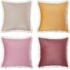imageMONDAY MOOSE Decorative Throw Pillow Covers Set of 4 Soft Velvet Modern Fringe Tassel Designs Mix and Match for Home Decor Pillow Inserts Not Included 18x18 inch BeigeDusty PinkBeigeDusty Pink