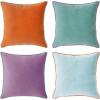 imageMONDAY MOOSE Decorative Throw Pillow Covers Cushion Cases Set of 4 Soft Velvet Modern DoubleSided Designs Mix and Match for Home Decor Pillow Inserts Not Included 16x16 inch OrangeGreenPurpleTeal