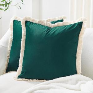 imageMONDAY MOOSE Decorative Throw Pillow Covers Cushion Cases Set of 2 Soft Velvet Modern Fringe Tassel Designs Mix and Match for Home Decor Pillow Inserts Not Included Orange 16x16 inchTeal Green