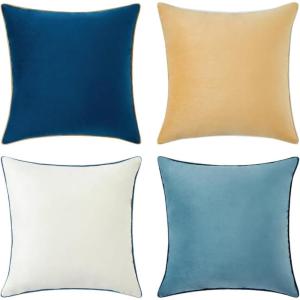 imageMONDAY MOOSE Decorative Throw Pillow Covers Cushion Cases Set of 4 Soft Velvet Modern DoubleSided Designs Mix and Match for Home Decor Pillow Inserts Not Included 16x16 inch OrangeGreenBlueBeige