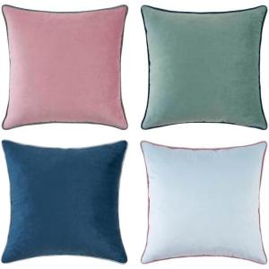 imageMONDAY MOOSE Decorative Throw Pillow Covers Cushion Cases Set of 4 Soft Velvet Modern DoubleSided Designs Mix and Match for Home Decor Pillow Inserts Not Included 16x16 inch OrangeGreenPinkBlue