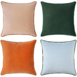 imageMONDAY MOOSE Decorative Throw Pillow Covers Cushion Cases Set of 4 Soft Velvet Modern DoubleSided Designs Mix and Match for Home Decor Pillow Inserts Not Included 16x16 inch OrangeGreenOrangeGreen