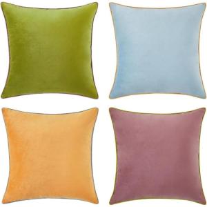 imageMONDAY MOOSE Decorative Throw Pillow Covers Cushion Cases Set of 4 Soft Velvet Modern DoubleSided Designs Mix and Match for Home Decor Pillow Inserts Not Included 16x16 inch OrangeGreenPurpleGreen