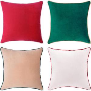 imageMONDAY MOOSE Decorative Throw Pillow Covers Cushion Cases Set of 4 Soft Velvet Modern DoubleSided Designs Mix and Match for Home Decor Pillow Inserts Not Included 16x16 inch OrangeGreenRedGreen