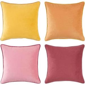 imageMONDAY MOOSE Decorative Throw Pillow Covers Cushion Cases Set of 4 Soft Velvet Modern DoubleSided Designs Mix and Match for Home Decor Pillow Inserts Not Included 16x16 inch OrangeGreenYellowPink