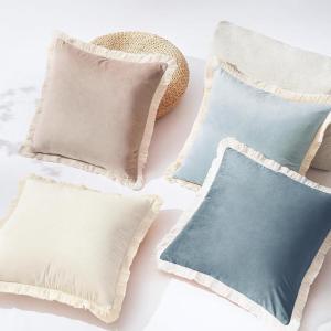 imageMONDAY MOOSE Decorative Throw Pillow Covers Set of 4 Soft Velvet Modern Fringe Tassel Designs Mix and Match for Home Decor Pillow Inserts Not Included 18x18 inch BeigeDusty PinkBeigeLight Blue