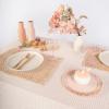 imageMONDAY MOOSE Gingham Checkered Farmhouse Rustic Ruffle Style Decoration Round Natural Stonewashed Cotton Tablecloth for Kitchen Dining Room Restaurant 60quot Round BeigeBeigeWhite Stripes