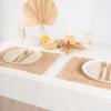 imageMONDAY MOOSE Gingham Checkered Farmhouse Rustic Ruffle Style Decoration Round Natural Stonewashed Cotton Tablecloth for Kitchen Dining Room Restaurant 60quot Round BeigeWhiteBeige