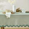 imageMONDAY MOOSE Gingham Checkered Farmhouse Rustic Ruffle Style Decoration Round Natural Stonewashed Cotton Tablecloth for Kitchen Dining Room Restaurant 60quot Round BeigeScalloped Sage