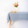 imageMONDAY MOOSE Gingham Checkered Farmhouse Rustic Ruffle Style Decoration Round Natural Stonewashed Cotton Tablecloth for Kitchen Dining Room Restaurant 60quot Round BeigeBlueWhite Stripes
