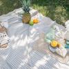 imageMONDAY MOOSE Gingham Checkered Farmhouse Rustic Ruffle Style Decoration Round Natural Stonewashed Cotton Tablecloth for Kitchen Dining Room Restaurant 60quot Round BeigeBeige