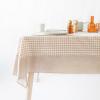 imageMONDAY MOOSE Gingham Checkered Farmhouse Rustic Ruffle Style Decoration Round Natural Stonewashed Cotton Tablecloth for Kitchen Dining Room Restaurant 60quot Round BeigeBeige