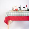 imageMONDAY MOOSE Gingham Checkered Farmhouse Rustic Ruffle Style Decoration Round Natural Stonewashed Cotton Tablecloth for Kitchen Dining Room Restaurant 60quot Round BeigeRedGreen