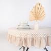 imageMONDAY MOOSE Gingham Checkered Farmhouse Rustic Ruffle Style Decoration Round Natural Stonewashed Cotton Tablecloth for Kitchen Dining Room Restaurant 60quot Round BeigeBeige