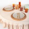 imageMONDAY MOOSE Gingham Checkered Farmhouse Rustic Ruffle Style Decoration Round Natural Stonewashed Cotton Tablecloth for Kitchen Dining Room Restaurant 60quot Round BeigeBeige