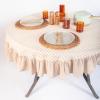 imageMONDAY MOOSE Gingham Checkered Farmhouse Rustic Ruffle Style Decoration Round Natural Stonewashed Cotton Tablecloth for Kitchen Dining Room Restaurant 60quot Round BeigeBeige