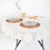 imageMONDAY MOOSE Gingham Checkered Farmhouse Rustic Ruffle Style Decoration Round Natural Stonewashed Cotton Tablecloth for Kitchen Dining Room Restaurant 60quot Round BeigeCharcoal Grid