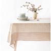 imageMONDAY MOOSE Gingham Checkered Farmhouse Rustic Ruffle Style Decoration Round Natural Stonewashed Cotton Tablecloth for Kitchen Dining Room Restaurant 60quot Round BeigeBeige
