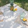 imageMONDAY MOOSE Gingham Checkered Farmhouse Rustic Ruffle Style Decoration Round Natural Stonewashed Cotton Tablecloth for Kitchen Dining Room Restaurant 60quot Round BeigeBeige