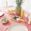 imageMONDAY MOOSE Gingham Checkered Farmhouse Rustic Ruffle Style Decoration Round Natural Stonewashed Cotton Tablecloth for Kitchen Dining Room Restaurant 60quot Round BeigeRedWhite