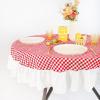 imageMONDAY MOOSE Gingham Checkered Farmhouse Rustic Ruffle Style Decoration Round Natural Stonewashed Cotton Tablecloth for Kitchen Dining Room Restaurant 60quot Round BeigeRedWhite