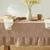 imageMONDAY MOOSE Gingham Checkered Farmhouse Rustic Ruffle Style Decoration Round Natural Stonewashed Cotton Tablecloth for Kitchen Dining Room Restaurant 60quot Round BeigeNatural