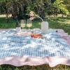 imageMONDAY MOOSE Gingham Checkered Farmhouse Rustic Ruffle Style Decoration Round Natural Stonewashed Cotton Tablecloth for Kitchen Dining Room Restaurant 60quot Round BeigeBlueClay
