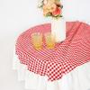 imageMONDAY MOOSE Gingham Checkered Farmhouse Rustic Ruffle Style Decoration Round Natural Stonewashed Cotton Tablecloth for Kitchen Dining Room Restaurant 60quot Round BeigeRedWhite