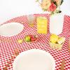 imageMONDAY MOOSE Gingham Checkered Farmhouse Rustic Ruffle Style Decoration Round Natural Stonewashed Cotton Tablecloth for Kitchen Dining Room Restaurant 60quot Round BeigeRedWhite