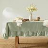imageMONDAY MOOSE Gingham Checkered Farmhouse Rustic Ruffle Style Decoration Round Natural Stonewashed Cotton Tablecloth for Kitchen Dining Room Restaurant 60quot Round BeigeSage Green