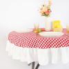 imageMONDAY MOOSE Gingham Checkered Farmhouse Rustic Ruffle Style Decoration Round Natural Stonewashed Cotton Tablecloth for Kitchen Dining Room Restaurant 60quot Round BeigeRedWhite