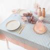 imageMONDAY MOOSE Gingham Checkered Farmhouse Rustic Ruffle Style Decoration Round Natural Stonewashed Cotton Tablecloth for Kitchen Dining Room Restaurant 60quot Round BeigeBlueClay