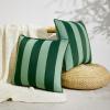 imageMONDAY MOOSE Decorative Throw Pillow Covers Cushion Cases Set of 2 Soft Velvet Striped Piping Edge Designs Pillow Inserts Not Included BlueLight Blue 18x18 inchGreenLight Green