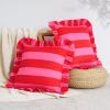 imageMONDAY MOOSE Decorative Throw Pillow Covers Set of 2 WaterResistant Striped Design with Ruffle Edge for OutdoorIndoor Use Pillow Inserts Not Included WhiteBlue 18x18 inchHot PinkRed