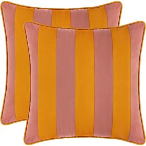 imageMONDAY MOOSE Decorative Throw Pillow Covers Cushion Cases Set of 2 Soft Velvet Striped Piping Edge Designs Pillow Inserts Not Included BlueLight Blue 18x18 inchPinkHoney