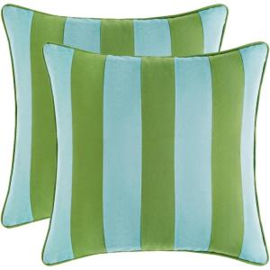 imageMONDAY MOOSE Decorative Throw Pillow Covers Cushion Cases Set of 2 Soft Velvet Striped Piping Edge Designs Pillow Inserts Not Included BlueLight Blue 18x18 inchLight GreenLight Blue