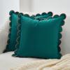 imageMONDAY MOOSE Decorative Throw Pillow Covers Cushion Cases Set of 2 Soft Velvet Scalloped Round Edge Designs Mix and Match for Home Decor Pillow Inserts Not Included Light Green 18x18 inchDark Teal