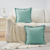 imageMONDAY MOOSE Decorative Throw Pillow Covers Cushion Cases Set of 2 Soft Velvet Scalloped Round Edge Designs Mix and Match for Home Decor Pillow Inserts Not Included Light Green 18x18 inchLight Blue