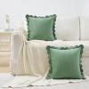 imageMONDAY MOOSE Decorative Throw Pillow Covers Cushion Cases Set of 2 Soft Velvet Scalloped Round Edge Designs Mix and Match for Home Decor Pillow Inserts Not Included Light Green 18x18 inchLight Green