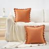imageMONDAY MOOSE Decorative Throw Pillow Covers Cushion Cases Set of 2 Soft Velvet Scalloped Round Edge Designs Mix and Match for Home Decor Pillow Inserts Not Included Light Green 18x18 inchCoral