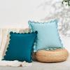 imageMONDAY MOOSE Decorative Throw Pillow Covers Cushion Cases Set of 2 Soft Velvet Scalloped Round Edge Designs Mix and Match for Home Decor Pillow Inserts Not Included Light Green 18x18 inchBlueLight Blue