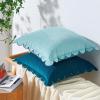 imageMONDAY MOOSE Decorative Throw Pillow Covers Cushion Cases Set of 2 Soft Velvet Scalloped Round Edge Designs Mix and Match for Home Decor Pillow Inserts Not Included Light Green 18x18 inchBlueLight Blue