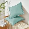 imageMONDAY MOOSE Decorative Throw Pillow Covers Cushion Cases Set of 2 Soft Velvet Scalloped Round Edge Designs Mix and Match for Home Decor Pillow Inserts Not Included Light Green 18x18 inchLight Blue