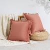 imageMONDAY MOOSE Decorative Throw Pillow Covers Cushion Cases Set of 2 Soft Velvet Scalloped Round Edge Designs Mix and Match for Home Decor Pillow Inserts Not Included Light Green 18x18 inchPinkHoney