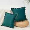 imageMONDAY MOOSE Decorative Throw Pillow Covers Cushion Cases Set of 2 Soft Velvet Scalloped Round Edge Designs Mix and Match for Home Decor Pillow Inserts Not Included Light Green 18x18 inchDark Teal