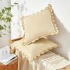 imageMONDAY MOOSE Decorative Throw Pillow Covers Cushion Cases Set of 2 Soft Velvet Scalloped Round Edge Designs Mix and Match for Home Decor Pillow Inserts Not Included Light Green 18x18 inchCream