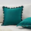 imageMONDAY MOOSE Decorative Throw Pillow Covers Cushion Cases Set of 2 Soft Velvet Scalloped Round Edge Designs Mix and Match for Home Decor Pillow Inserts Not Included Light Green 18x18 inchDark Teal