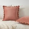imageMONDAY MOOSE Decorative Throw Pillow Covers Cushion Cases Set of 2 Soft Velvet Scalloped Round Edge Designs Mix and Match for Home Decor Pillow Inserts Not Included Light Green 18x18 inchPinkHoney