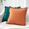 imageMONDAY MOOSE Decorative Throw Pillow Covers Cushion Cases Set of 2 Soft Velvet Scalloped Round Edge Designs Mix and Match for Home Decor Pillow Inserts Not Included Light Green 18x18 inchCoralDark Teal