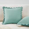 imageMONDAY MOOSE Decorative Throw Pillow Covers Cushion Cases Set of 2 Soft Velvet Scalloped Round Edge Designs Mix and Match for Home Decor Pillow Inserts Not Included Light Green 18x18 inchLight Blue